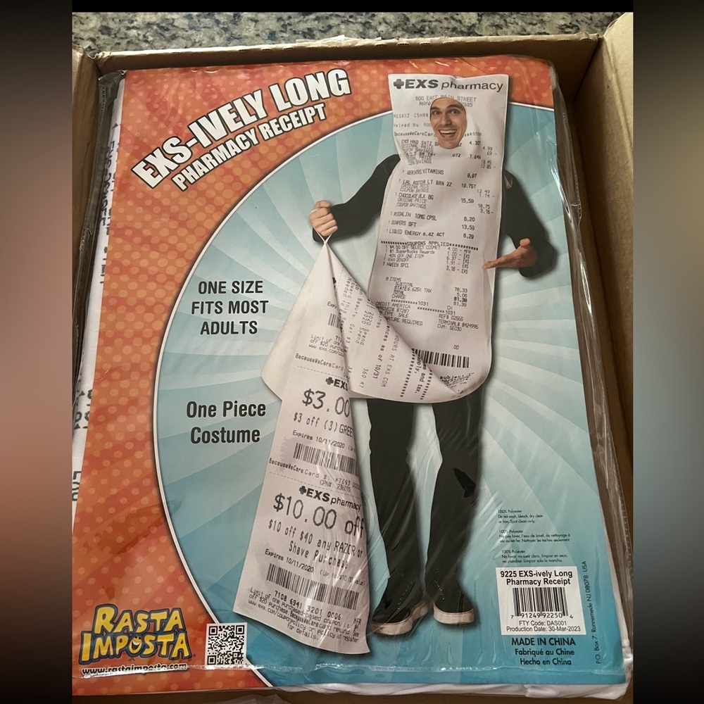 Pharmacy Receipt Costume - White